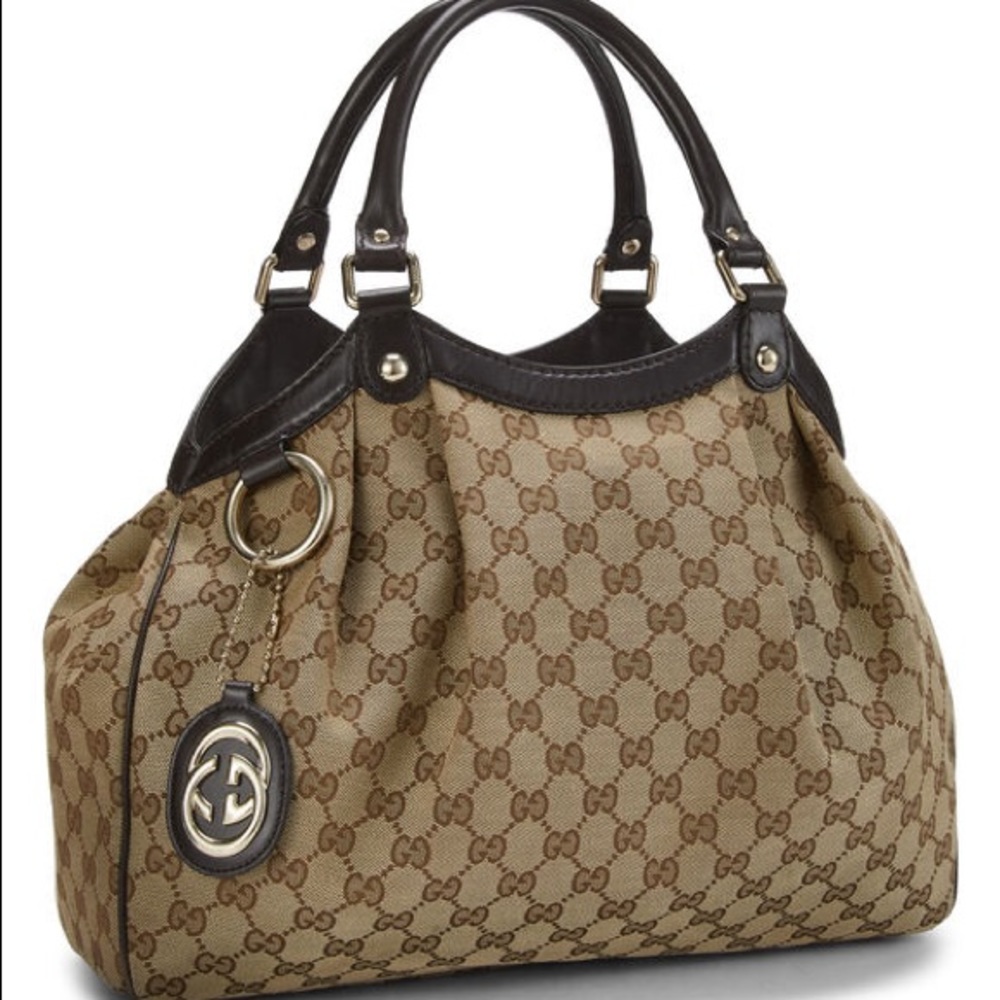 Gucci Top Handle Sukey Brown Gg Canvas Shoulder Bag